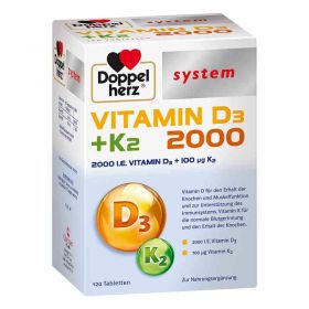Doppelherz Vitamin D3 2000+k2 system Tabletten (120 stk) – PZN 14063820 из Германии (PZN 14063820)