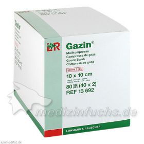 GAZIN Mullkompresse 10x10cm 12fach steril, 40X2 ST – PZN 1511702 из Германии (PZN 1511702)