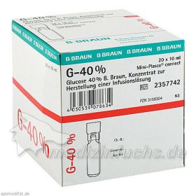 Glucose 40% Braun Mini-Plasco connect, 20X10 ML – PZN 3159304 из Германии (PZN 3159304)