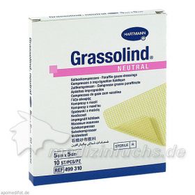 GRASSOLIND Salbenkompressen steril 5X5CM, 10 ST – PZN 3245618 из Германии (PZN 3245618)