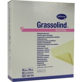 GRASSOLIND Salbenkompressen steril 10X10CM, 50 ST – PZN 3245699 из Германии (PZN 3245699)