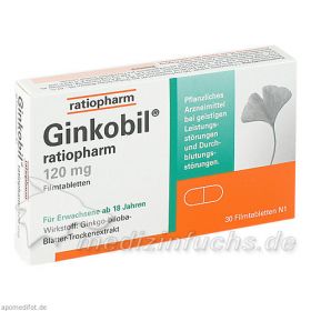 GINKOBIL ratiopharm 120 mg Filmtabletten, 30 ST – PZN 6680869 из Германии (PZN 6680869)