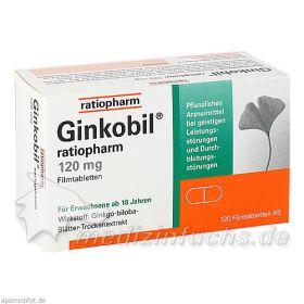 GINKOBIL ratiopharm 120 mg Filmtabletten, 120 ST – PZN 6680881 из Германии (PZN 6680881)