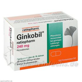 GINKOBIL ratiopharm 240mg, 120 ST – PZN 8864415 из Германии (PZN 8864415)