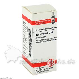HYOSCYAMUS C30, 10 G – PZN 2924642 из Германии (PZN 2924642)