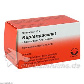 Kupfergluconat, 100 ST – PZN 4222499 из Германии (PZN 4222499)