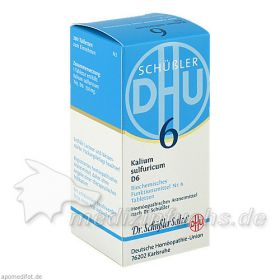 BIOCHEMIE DHU 6 KALIUM SULFURICUM D 6, 200 ST – PZN 2580651 из Германии (PZN 2580651)