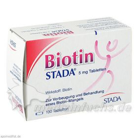 Biotin STADA 5mg Tabletten, 100 ST – PZN 1328582 из Германии (PZN 1328582)